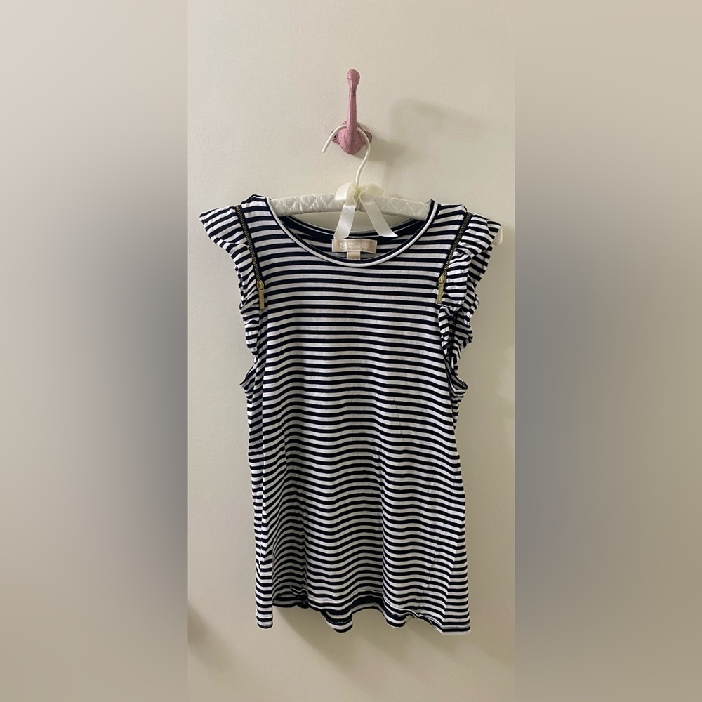 Michael Kors Black and White Striped Top